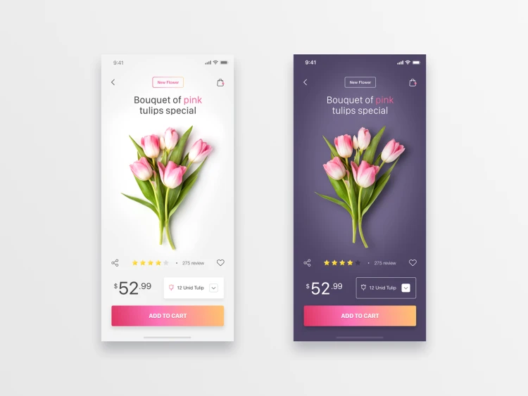 Пример хорошего UI/UX дизайна, цветы